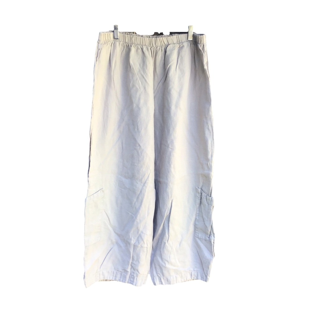 Bryn Walker Linen Pants Women's XL Beige Tan Wide Leg Lagenlook USA 31x24